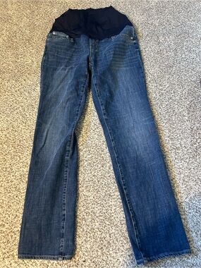 GAP Maternity Straight Leg Jeans with Navy Panel - Blue